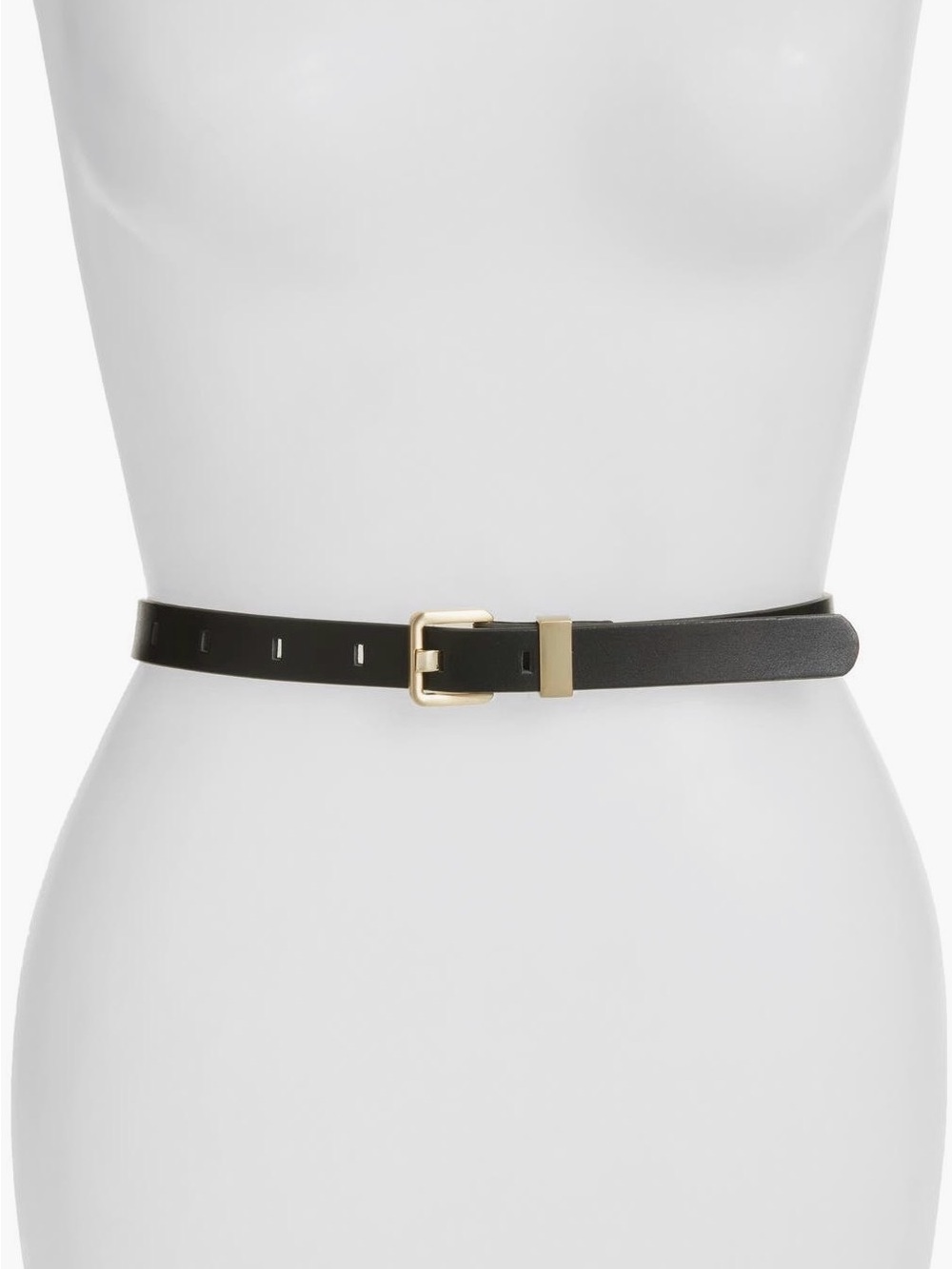 Nordstrom Black Leather Belt with Gold Buckle